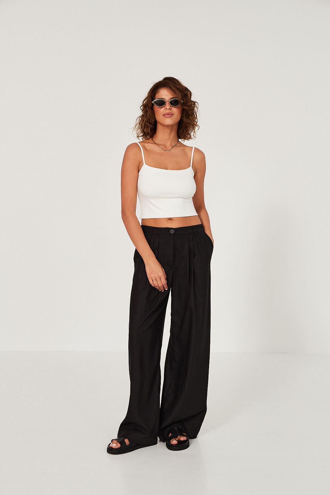 Spodnie Palazzo linen black