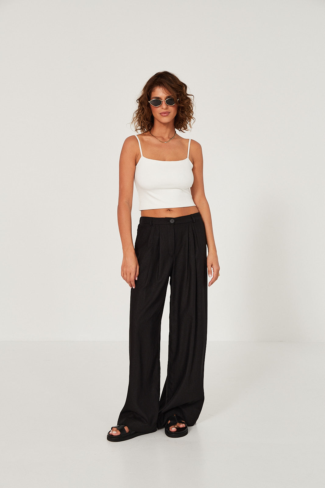 Spodnie Palazzo linen black