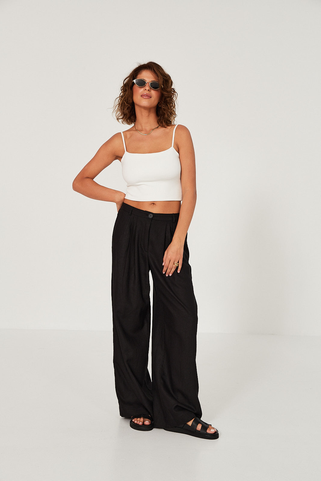 Spodnie Palazzo linen black