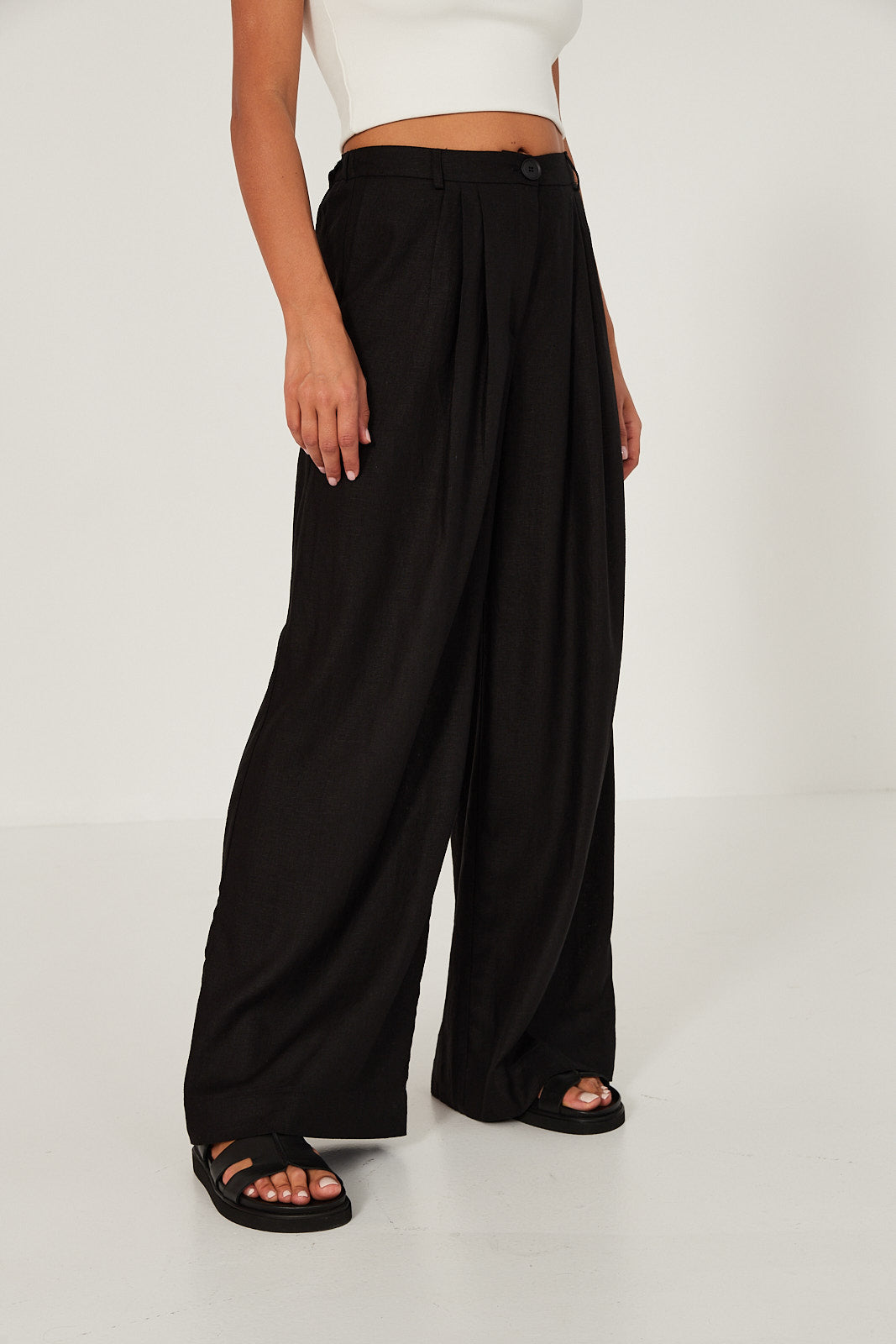 Spodnie Palazzo linen black