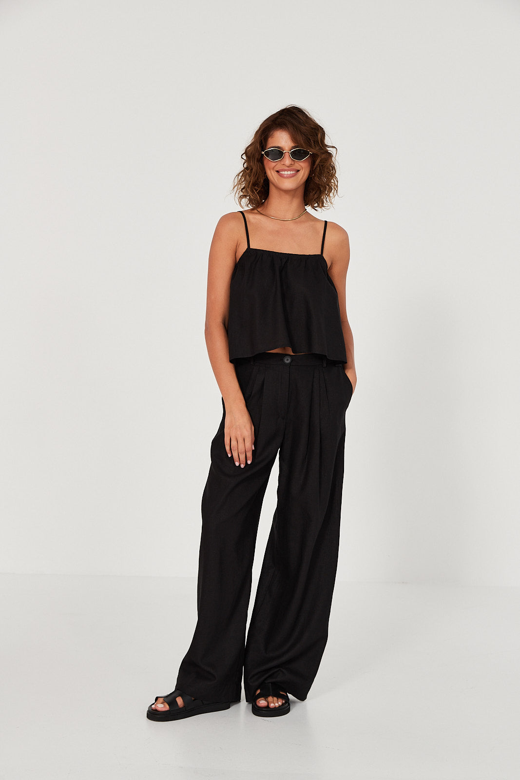 Spodnie Palazzo linen black